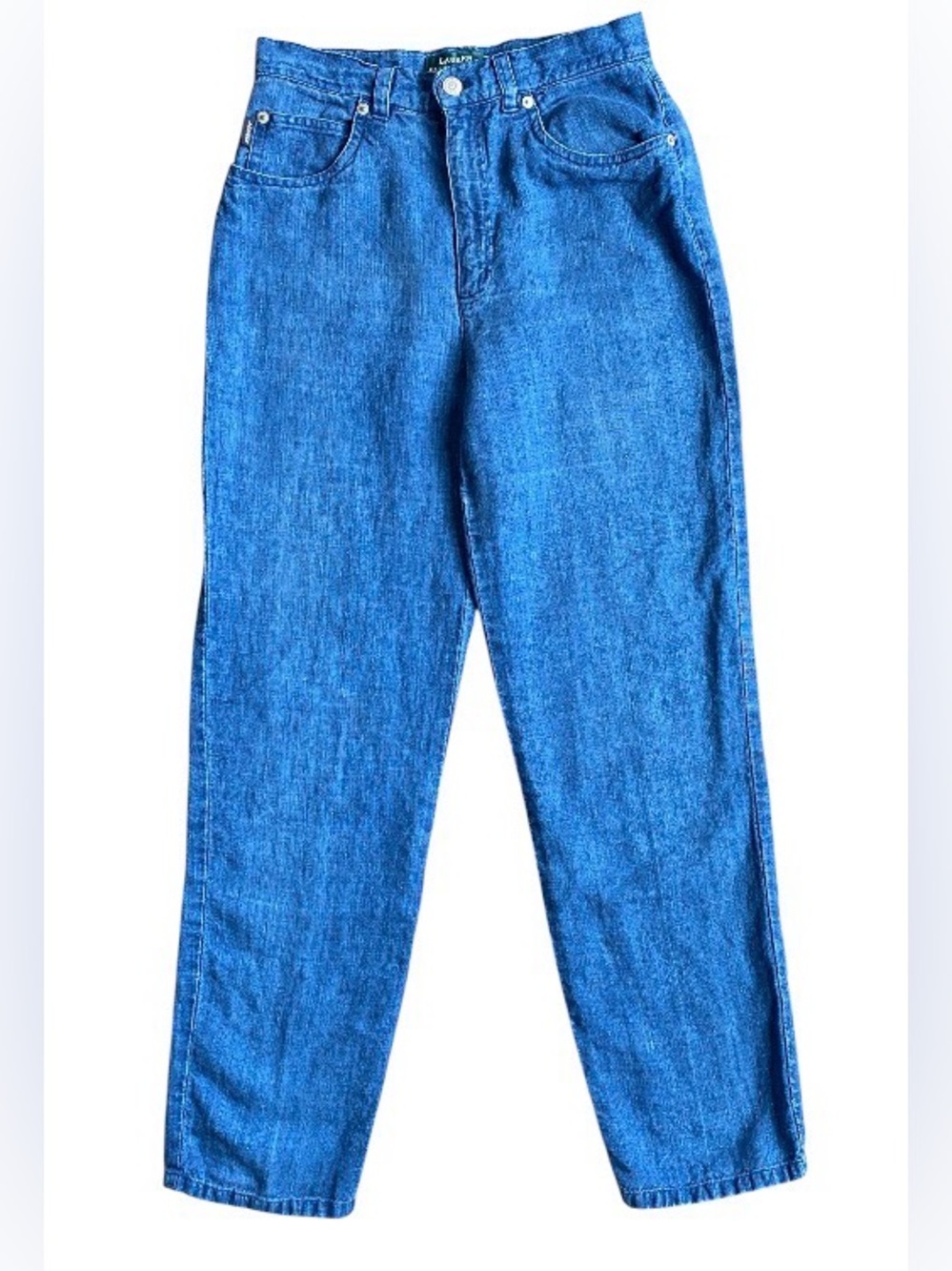 Vintage Lauren Ralph Lauren 100% Linen Blue High Rise Jeans Size 4P Petite